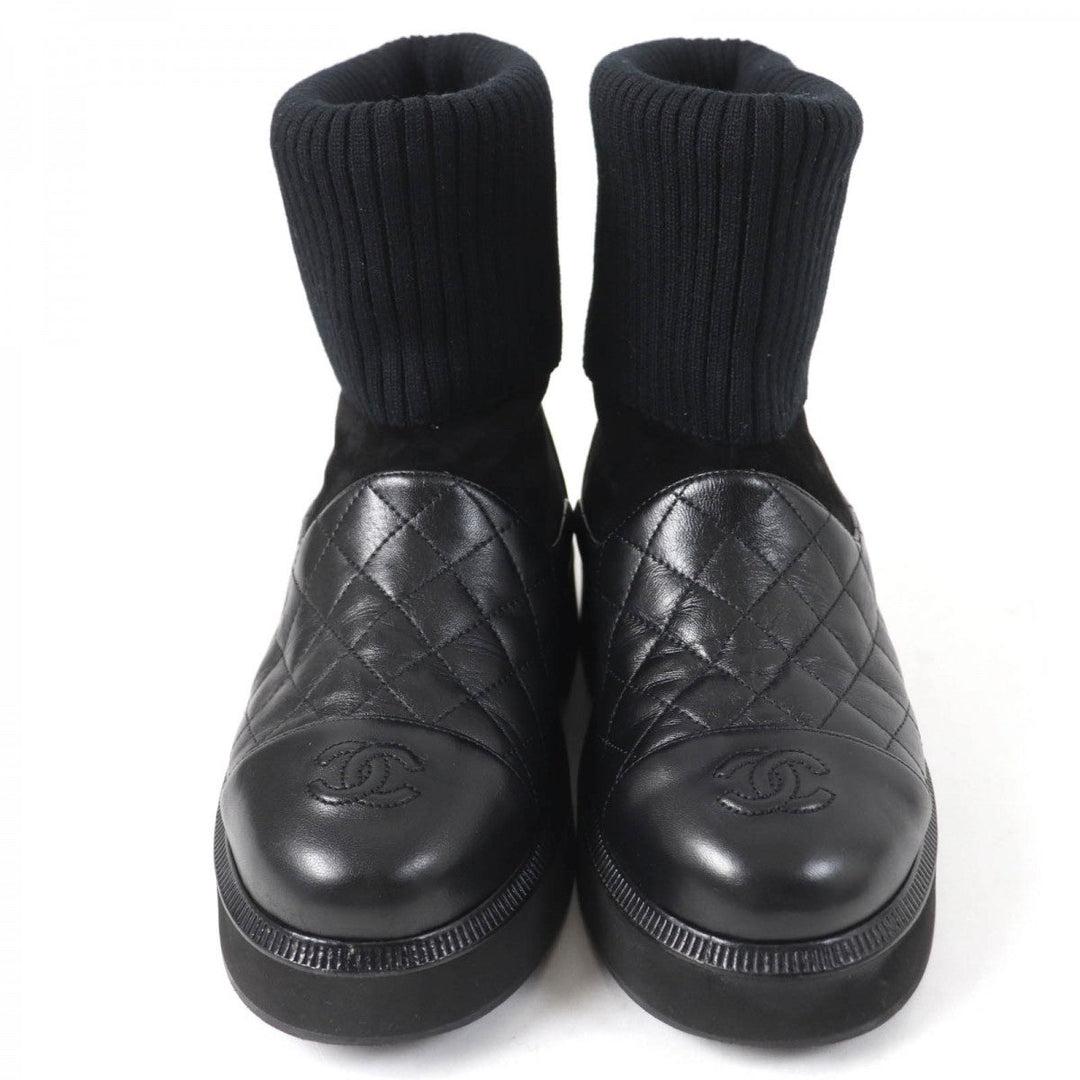 CHANEL short boots G38185 Main: Leather, Part: Suede leather black Women 36.5 Used Authentic