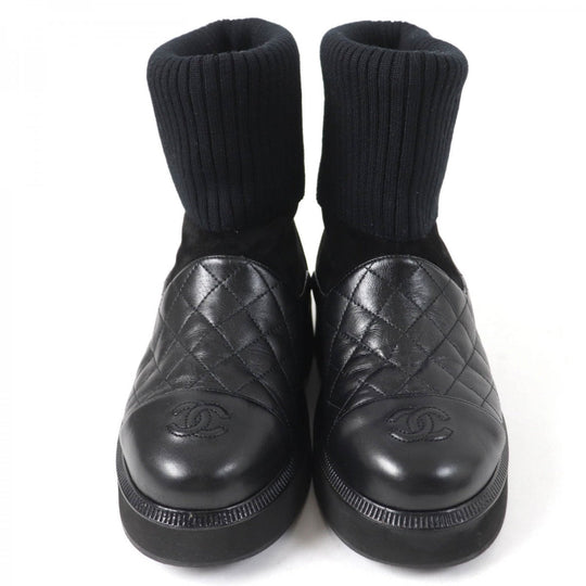 CHANEL short boots G38185 Main: Leather, Part: Suede leather black Women 36.5 Used Authentic