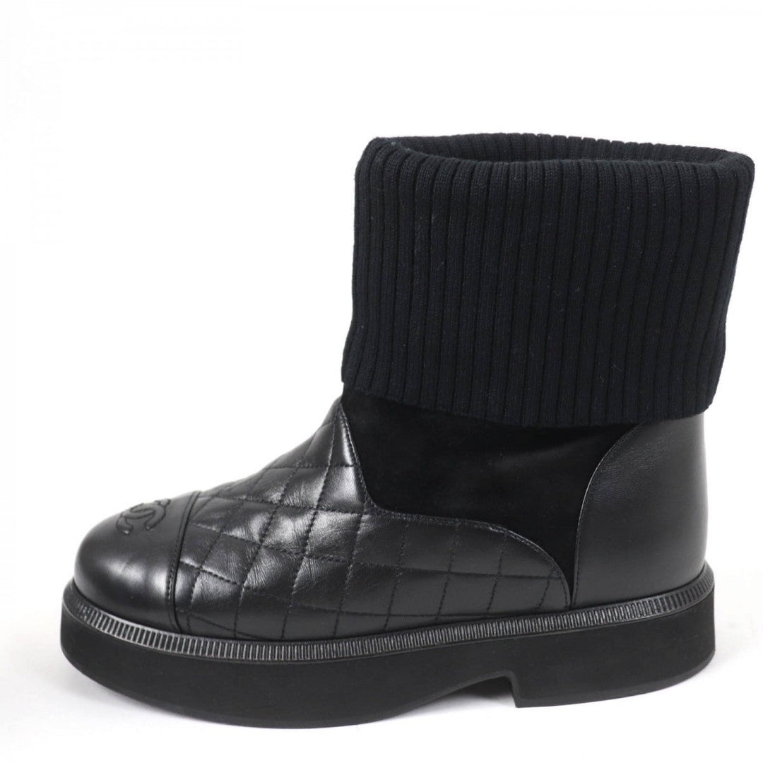 CHANEL short boots G38185 Main: Leather, Part: Suede leather black Women 36.5 Used Authentic