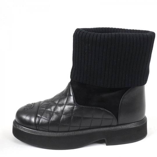 CHANEL short boots G38185 Main: Leather, Part: Suede leather black Women 36.5 Used Authentic