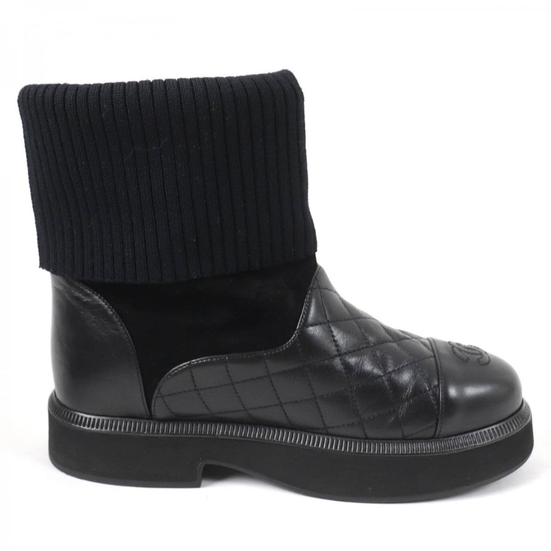 CHANEL short boots G38185 Main: Leather, Part: Suede leather black Women 36.5 Used Authentic