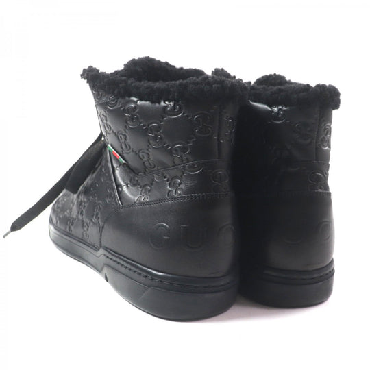 GUCCI High cut sneakers 162958 Main: Shima leather black Web line mens 7.5 Used Authentic