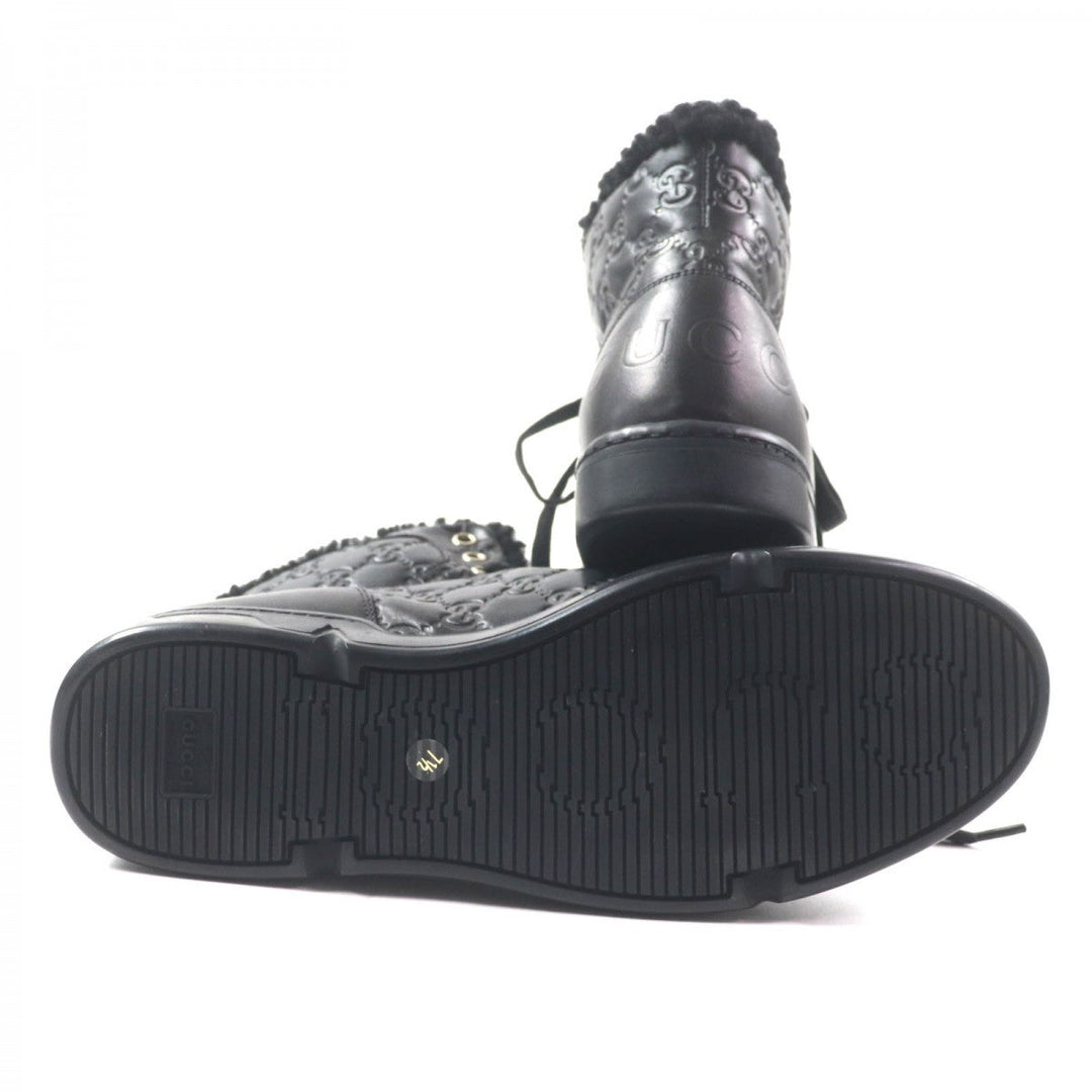 GUCCI High cut sneakers 162958 Main: Shima leather black Web line mens 7.5 Used Authentic