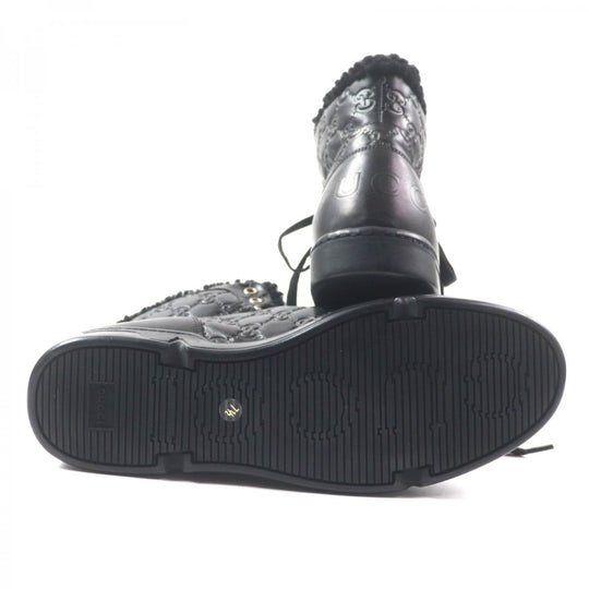 GUCCI High cut sneakers 162958 Main: Shima leather black Web line mens 7.5 Used Authentic