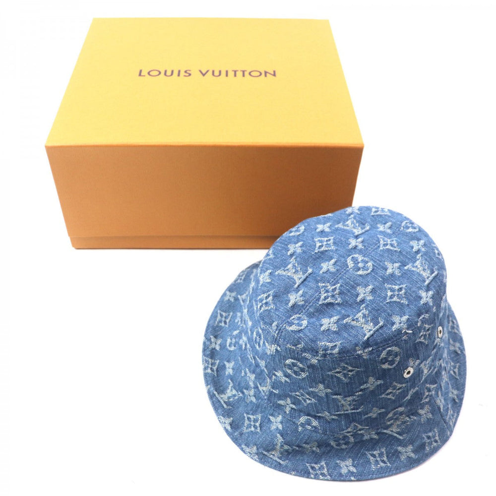 LOUIS VUITTON hat M78772 Outer: 100% cotton, Lining: 100% cotton blue Bucket Hat Monogram Essential mens Used Authentic