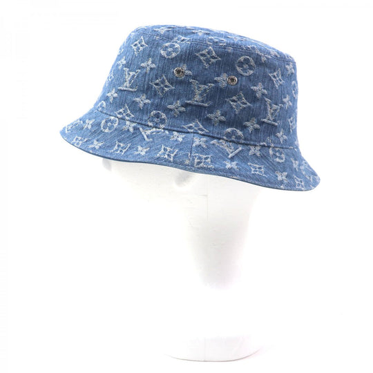 LOUIS VUITTON hat M78772 Outer: 100% cotton, Lining: 100% cotton blue Bucket Hat Monogram Essential mens Used Authentic