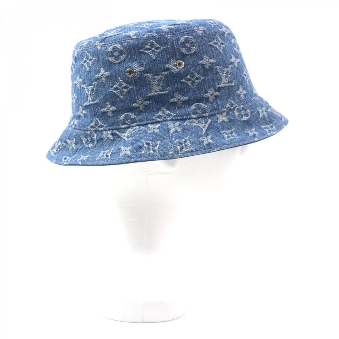 LOUIS VUITTON hat M78772 Outer: 100% cotton, Lining: 100% cotton blue Bucket Hat Monogram Essential mens Used Authentic