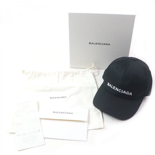 BALENCIAGA cap Main: 100% cotton, part: 50% rayon, part: 50% cotton black mens L Used Authentic