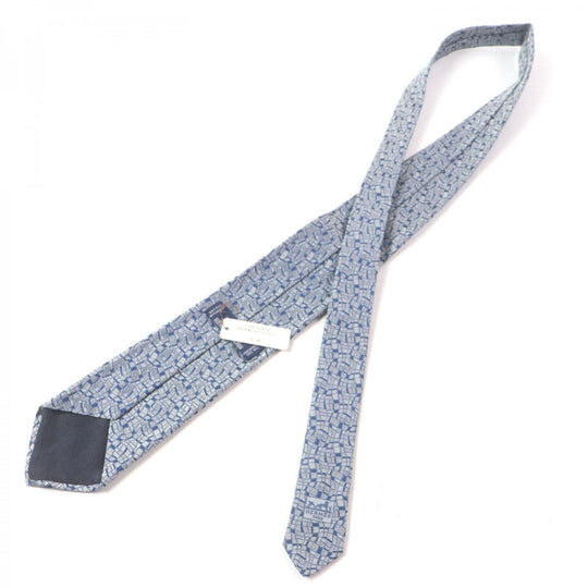 HERMES tie Main: 100% silk Gray navy mens Used Authentic