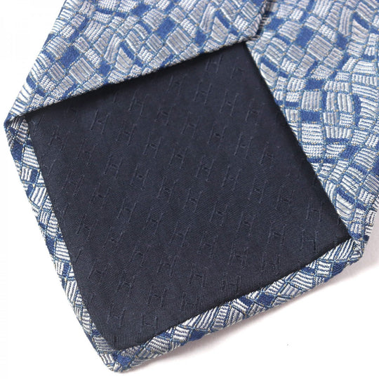 HERMES tie Main: 100% silk Gray navy mens Used Authentic