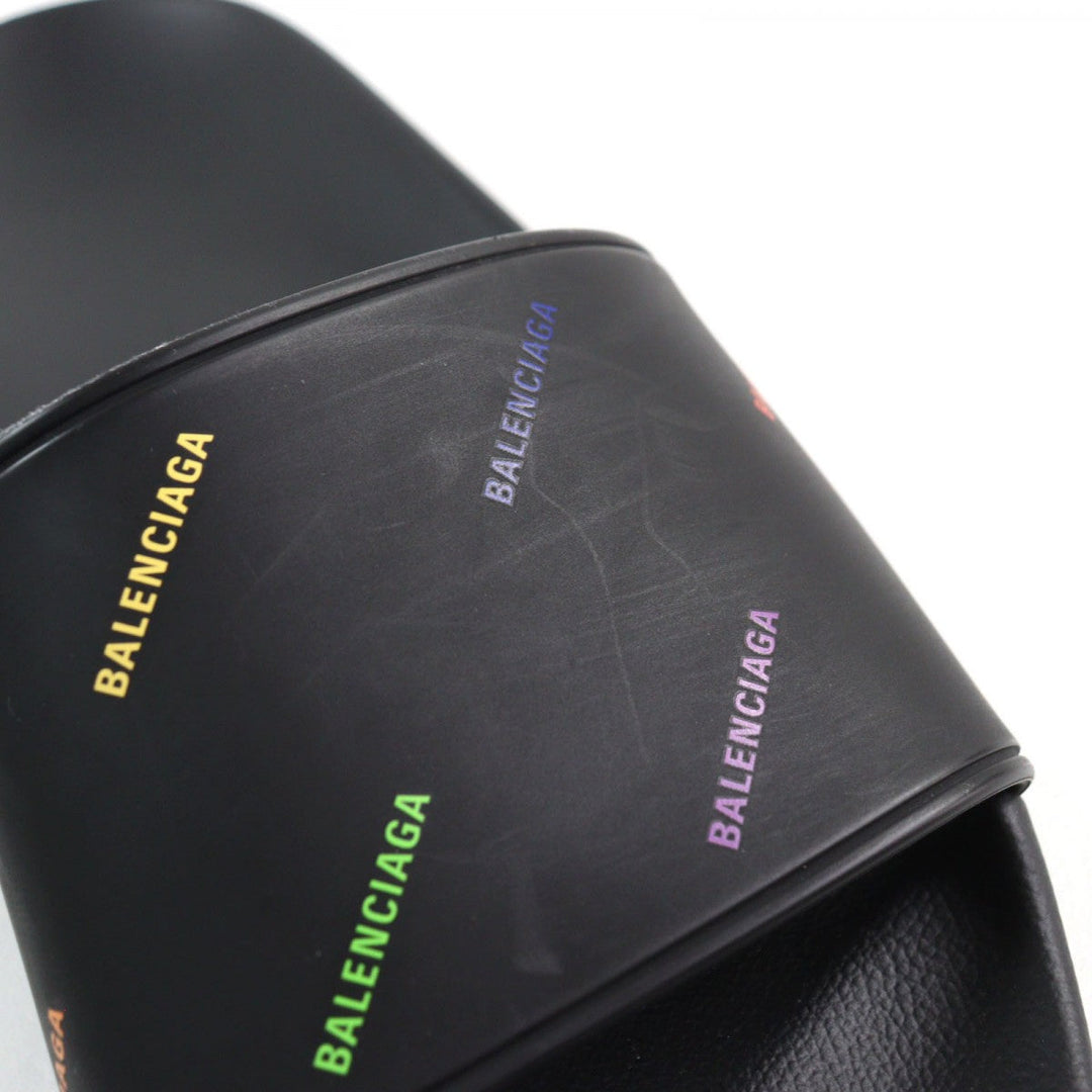 BALENCIAGA Sandals 689031W19G1098 Rubber Black POOL SLIDE mens 42 Used Authentic