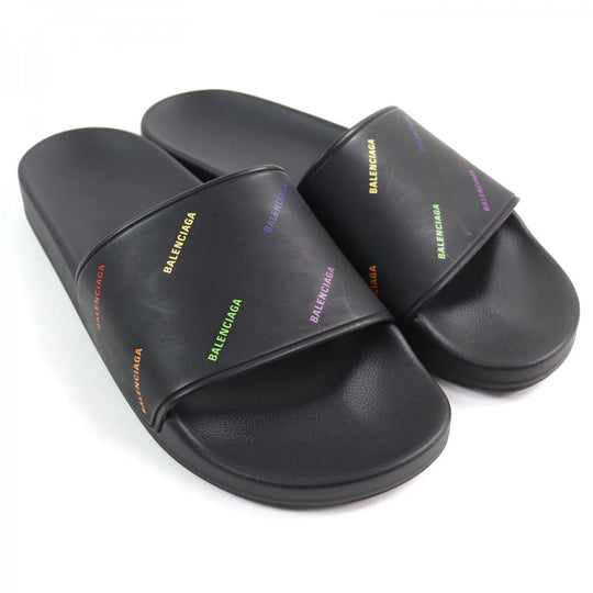 BALENCIAGA Sandals 689031W19G1098 Rubber Black POOL SLIDE mens 42 Used Authentic