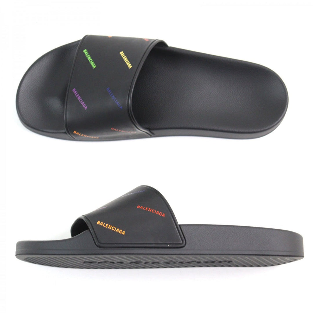 BALENCIAGA Sandals 689031W19G1098 Rubber Black POOL SLIDE mens 42 Used Authentic