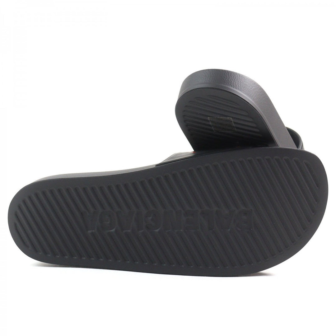 BALENCIAGA Sandals 689031W19G1098 Rubber Black POOL SLIDE mens 42 Used Authentic