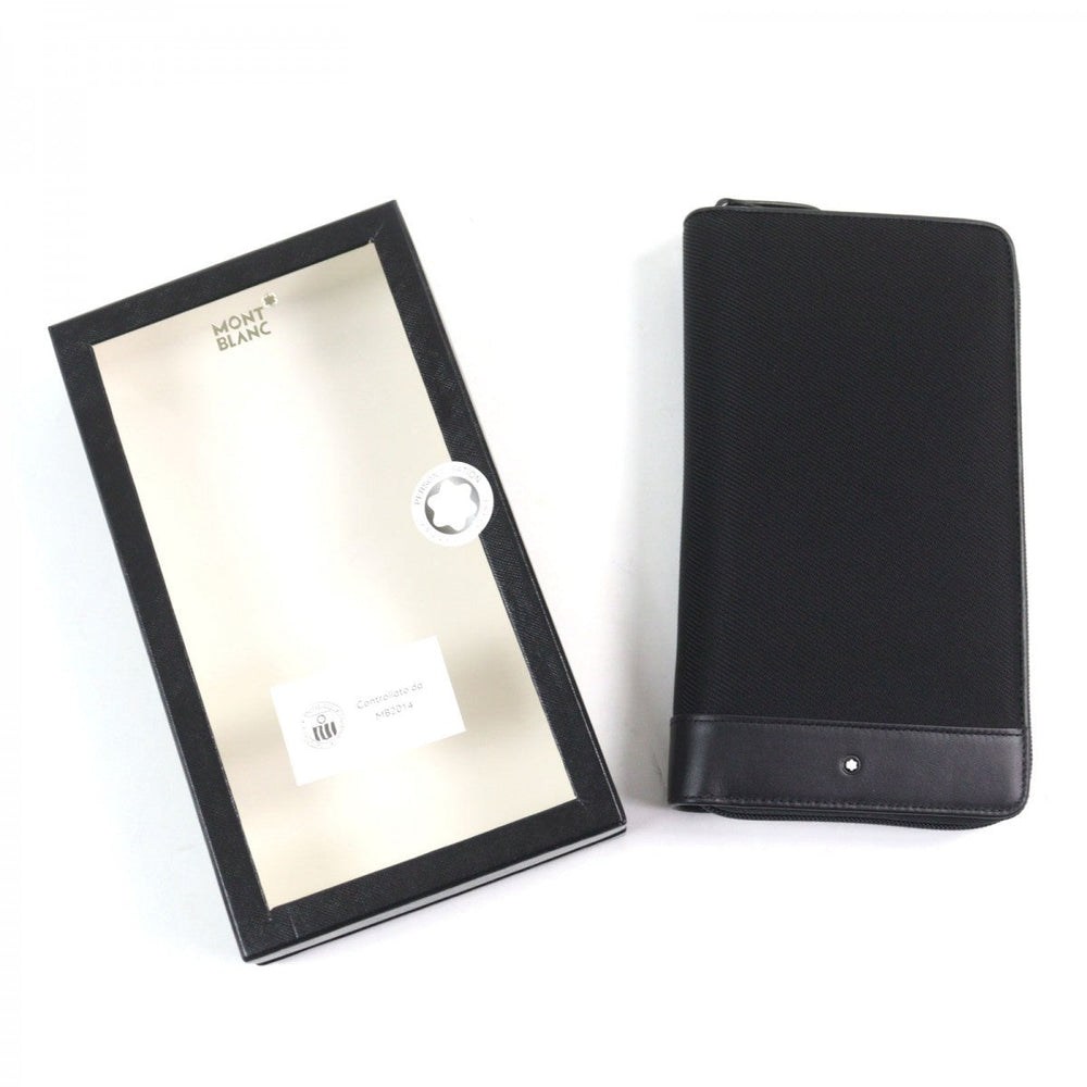 MONTBLANC Long Wallet Purse 115841 Part: Leather black Night Flight Travel Wallet mens Used Authentic