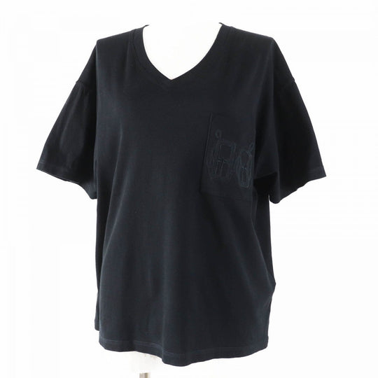 HERMES Short sleeve T-shirt Main: 100% cotton black Women 44 Used Authentic