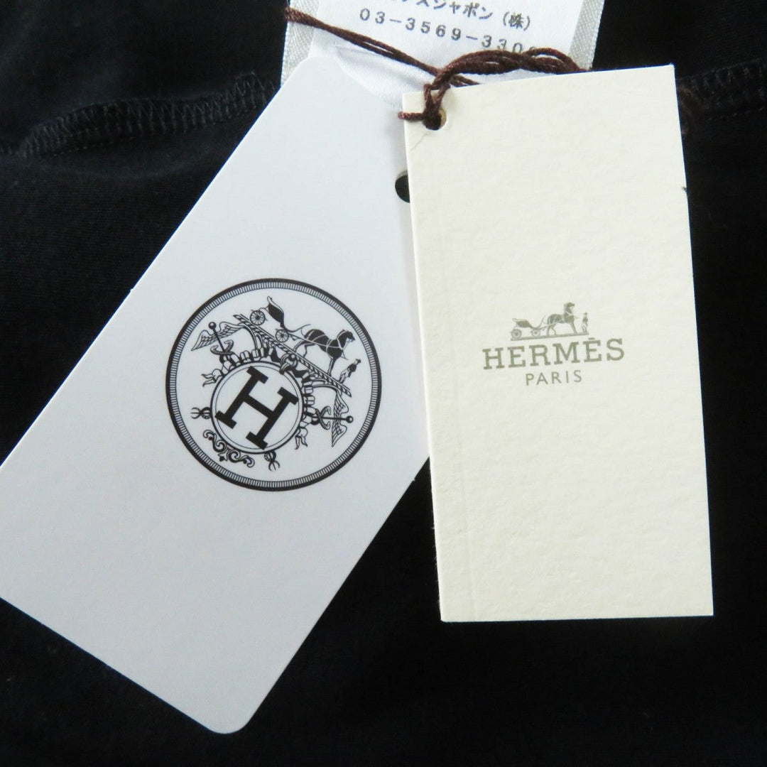HERMES Short sleeve T-shirt Main: 100% cotton black Women 44 Used Authentic