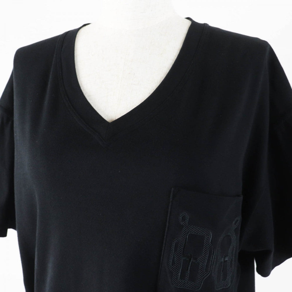 HERMES Short sleeve T-shirt Main: 100% cotton black Women 44 Used Authentic