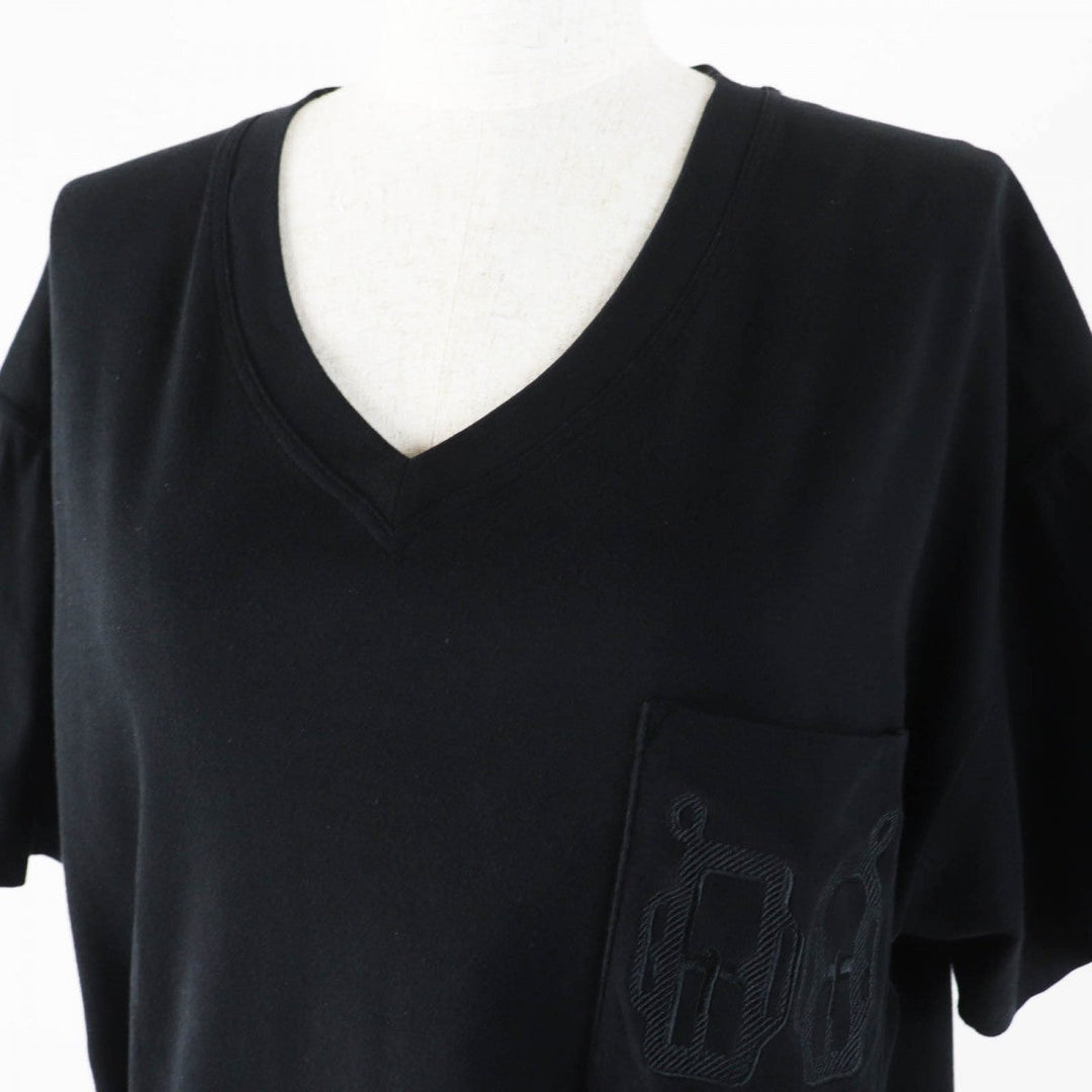 HERMES Short sleeve T-shirt Main: 100% cotton black Women 44 Used Authentic