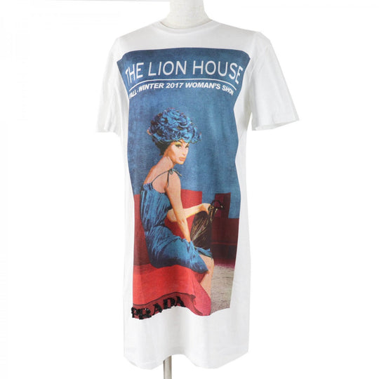 PRADA one piece 35936R Main: 100% cotton, part: glass White mulch Prada Poster Girl Women XS Used Authentic