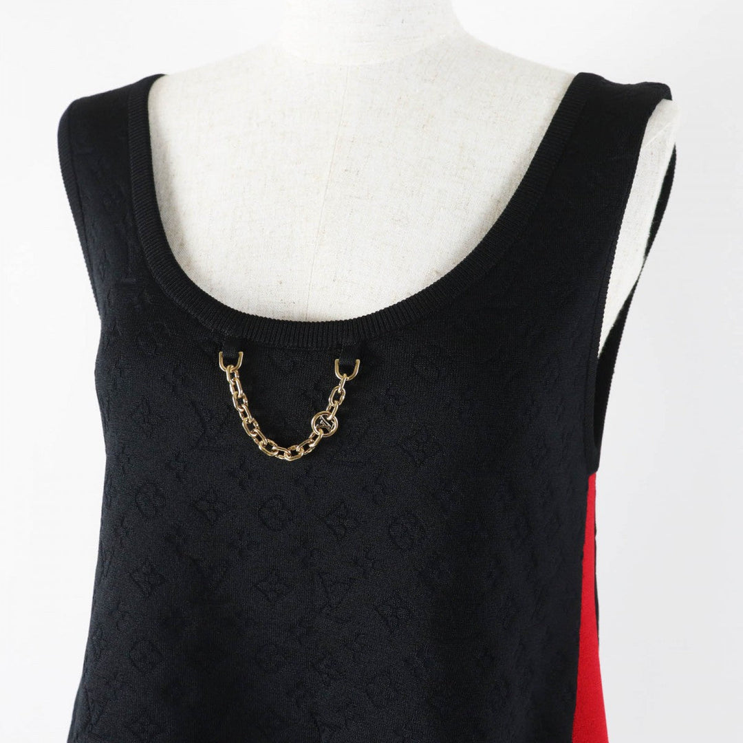 LOUIS VUITTON Tank top Main: 65% silk, 32% nylon, 3% polyurethane Black red Women S Used Authentic