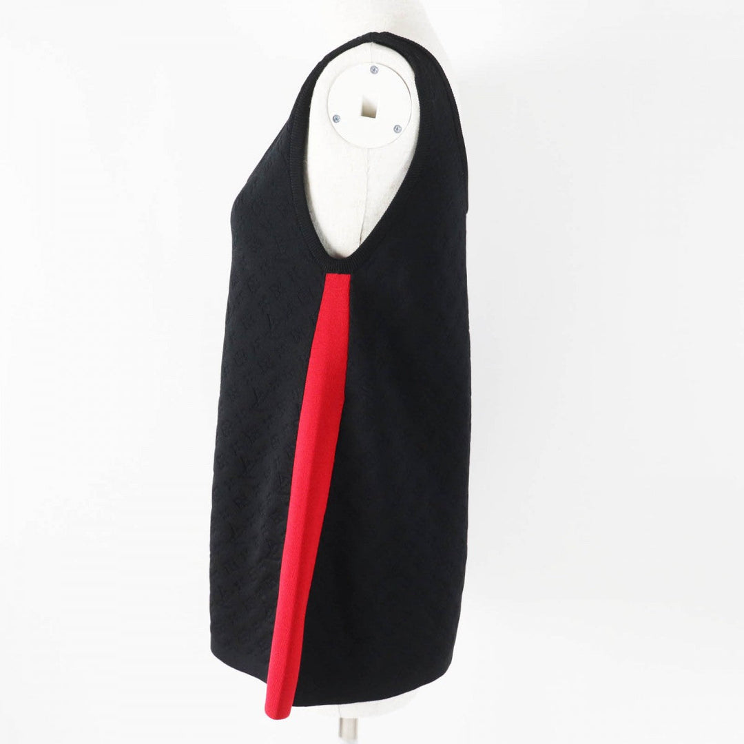 LOUIS VUITTON Tank top Main: 65% silk, 32% nylon, 3% polyurethane Black red Women S Used Authentic