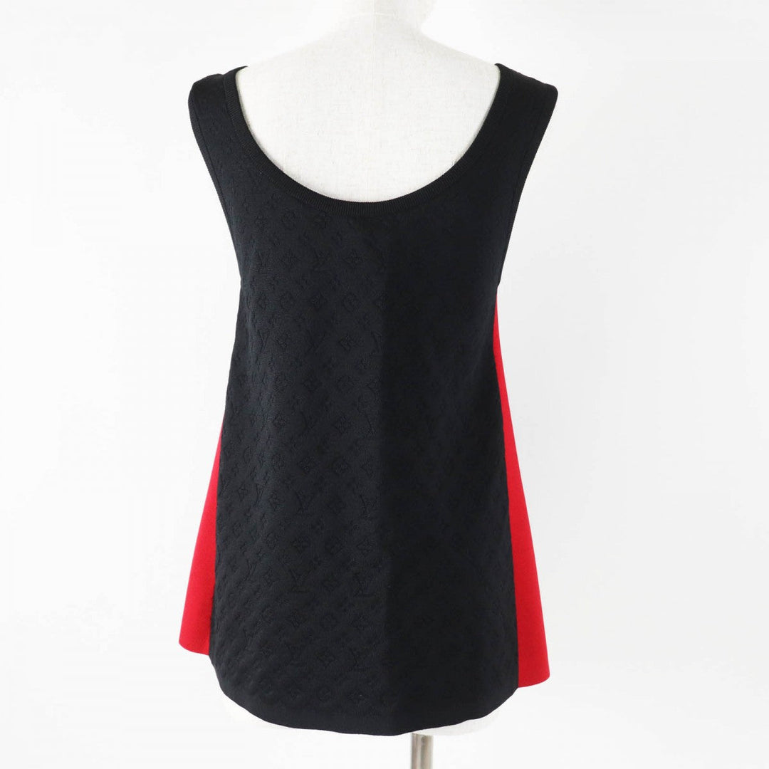 LOUIS VUITTON Tank top Main: 65% silk, 32% nylon, 3% polyurethane Black red Women S Used Authentic