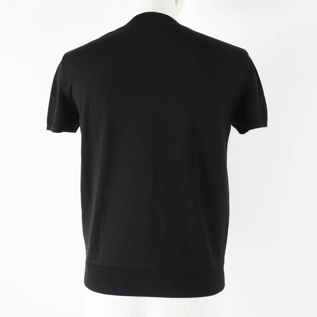 HERMES Short sleeve knit 4H2816D3 Main: 100% silk, part: 52% silk, part: 39% cotton, part: 7% nylon, part: 2% polyurethane Black orange Apron Doll Bandana Women 34 Used Authentic