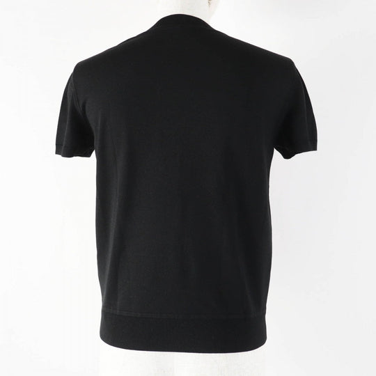 HERMES Short sleeve knit 4H2816D3 Main: 100% silk, part: 52% silk, part: 39% cotton, part: 7% nylon, part: 2% polyurethane Black orange Apron Doll Bandana Women 34 Used Authentic