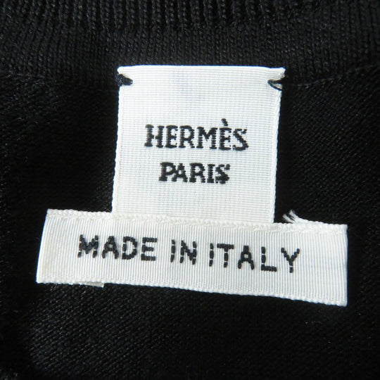 HERMES Short sleeve knit 4H2816D3 Main: 100% silk, part: 52% silk, part: 39% cotton, part: 7% nylon, part: 2% polyurethane Black orange Apron Doll Bandana Women 34 Used Authentic