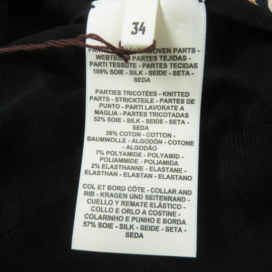 HERMES Short sleeve knit 4H2816D3 Main: 100% silk, part: 52% silk, part: 39% cotton, part: 7% nylon, part: 2% polyurethane Black orange Apron Doll Bandana Women 34 Used Authentic