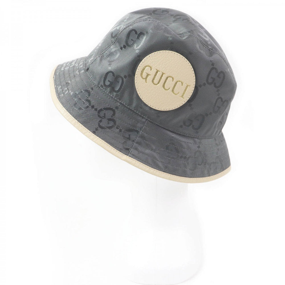GUCCI hat 627115 Outer: 100% nylon, Lining: 100% cotton, Partial: leather gray mens Used Authentic