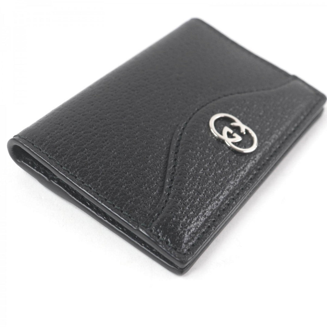 GUCCI Card Case 735000 Main: Leather black mens Used Authentic