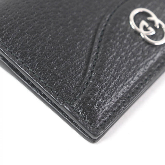 GUCCI Card Case 735000 Main: Leather black mens Used Authentic