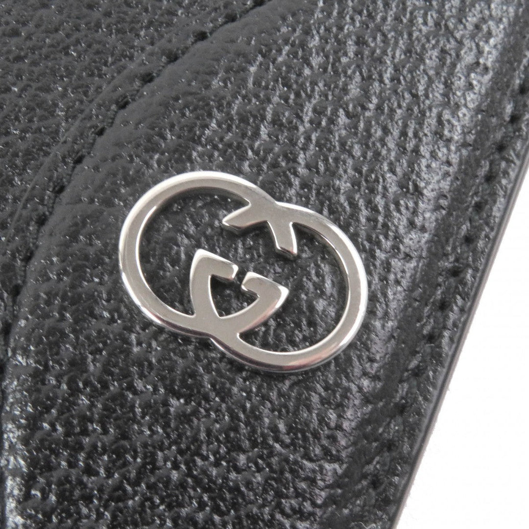 GUCCI Card Case 735000 Main: Leather black mens Used Authentic
