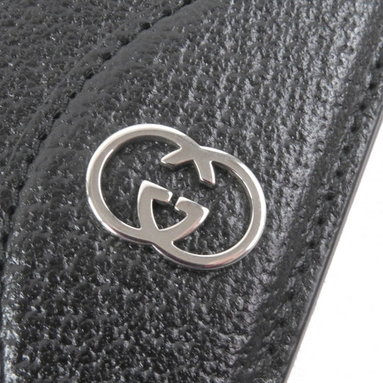 GUCCI Card Case 735000 Main: Leather black mens Used Authentic