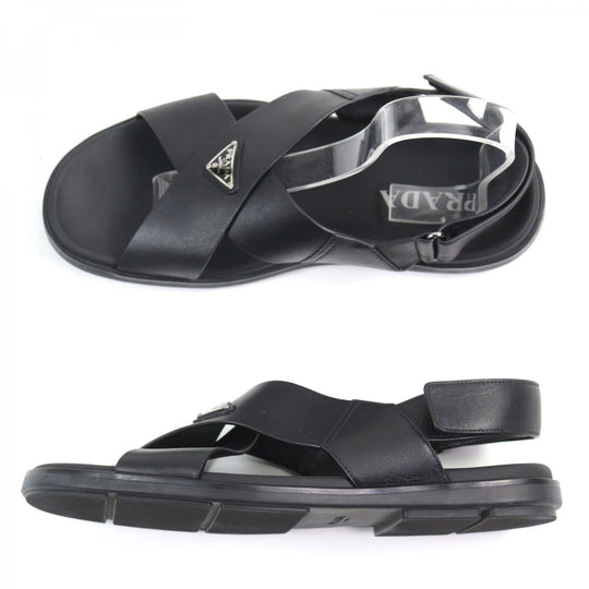 PRADA Sandals 2X3121 Main: Leather black mens 9.5 Used Authentic