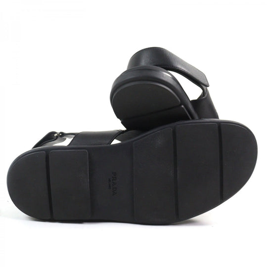 PRADA Sandals 2X3121 Main: Leather black mens 9.5 Used Authentic