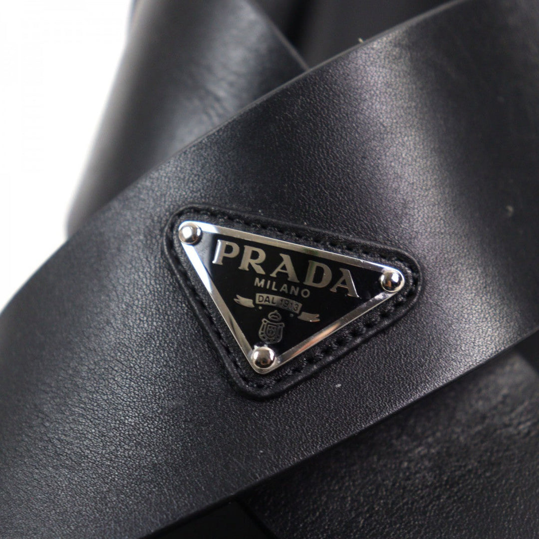 PRADA Sandals 2X3121 Main: Leather black mens 9.5 Used Authentic