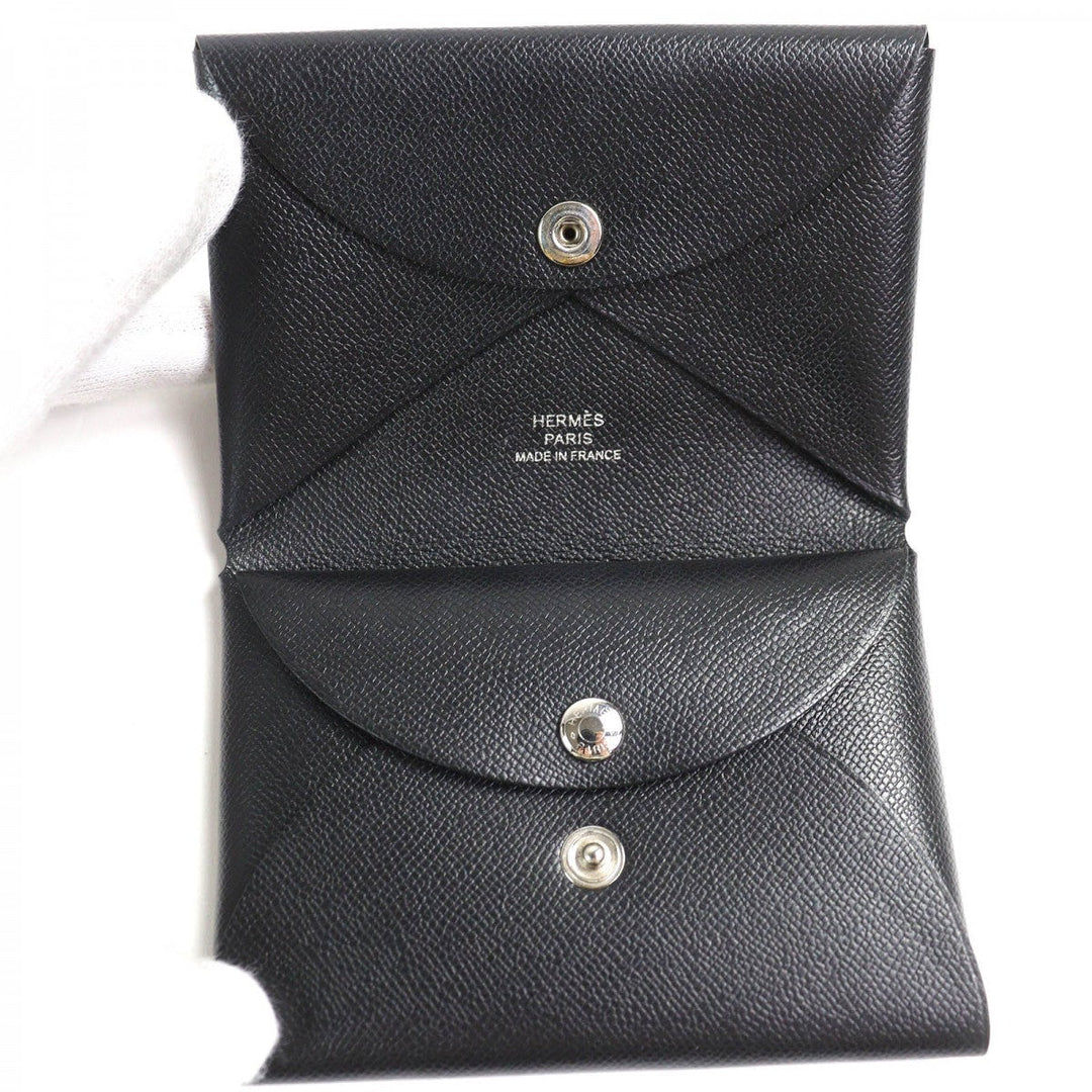 HERMES Coin case Main: Madame Veau black Calvi duo mens(Unisex) Used Authentic