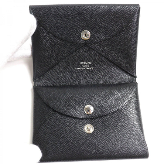 HERMES Coin case Main: Madame Veau black Calvi duo mens(Unisex) Used Authentic