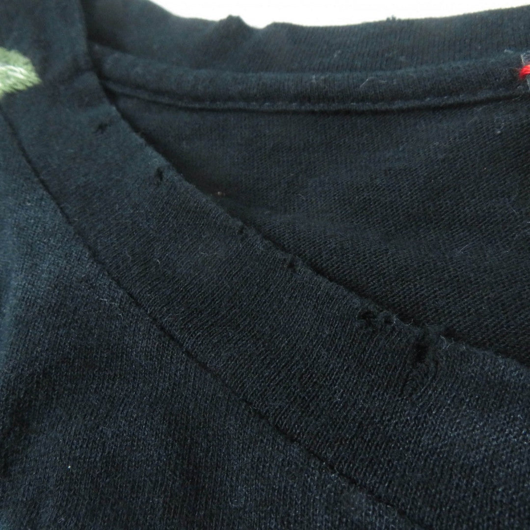 GUCCI Short sleeve T-shirt 457936 Main: 100% cotton, Part: 100% cotton, Part: 100% polyester black Floral Embroidery Tee mens S Used Authentic