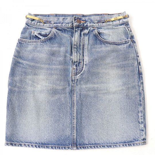 CELINE skirt S195 571Q 08YC Main: 100% cotton Indigo Women 28 Used Authentic