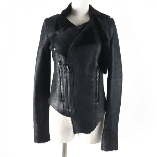 HELMUT LANG Mouton jacket Main: Sheep leather black Women Used Authentic