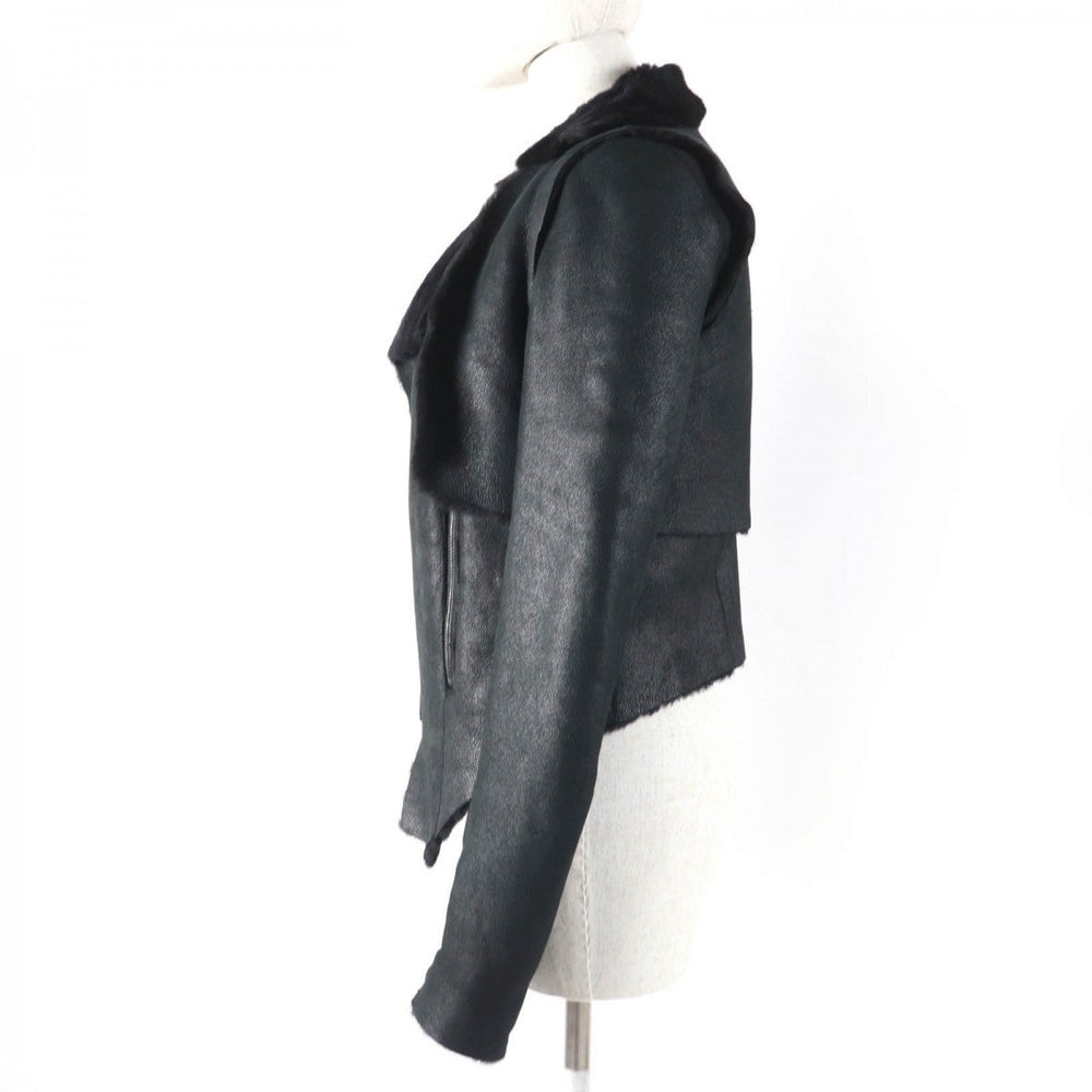 HELMUT LANG Mouton jacket Main: Sheep leather black Women Used Authentic