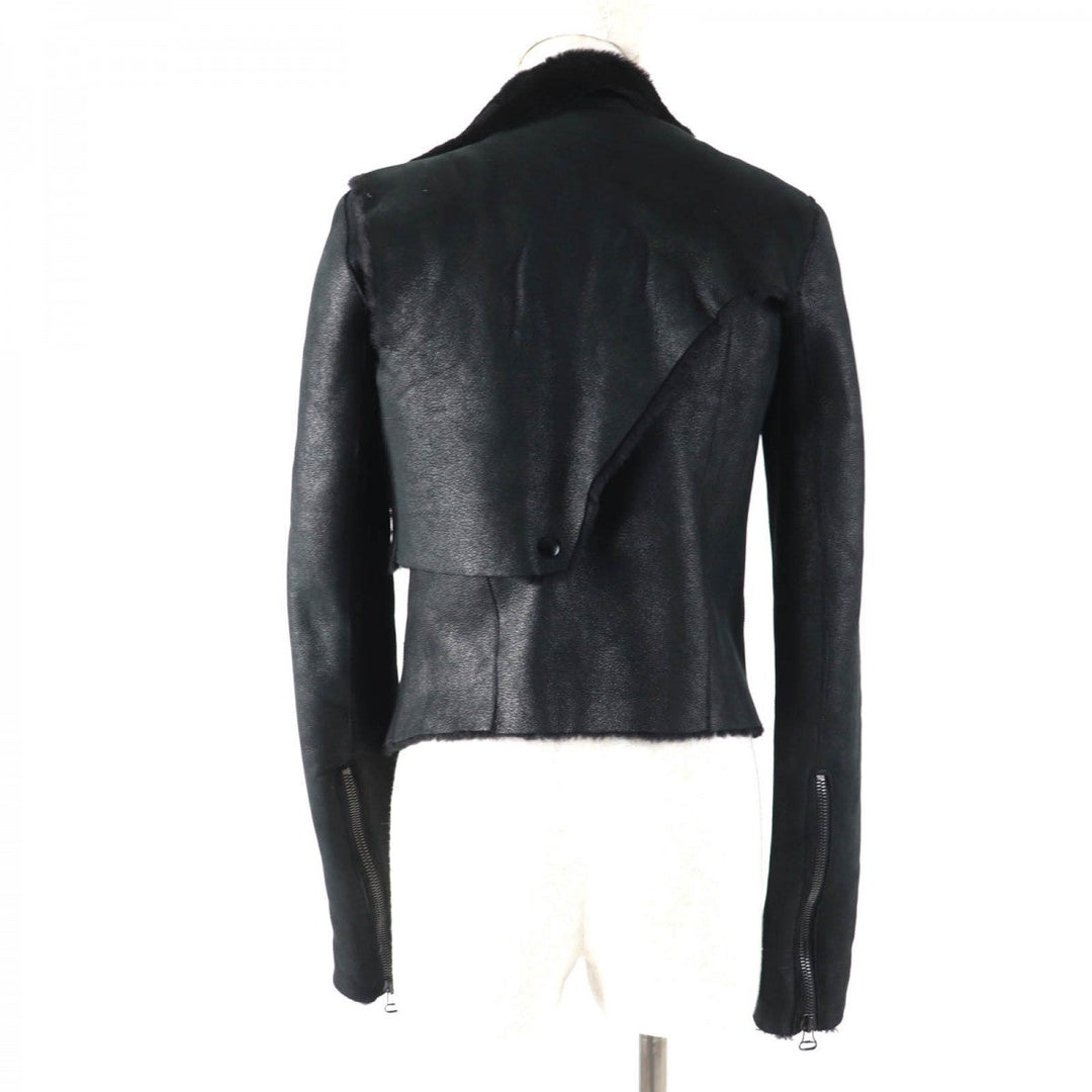 HELMUT LANG Mouton jacket Main: Sheep leather black Women Used Authentic