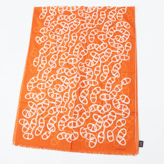 HERMES Stall Main: 100% cotton Orange Boite Naoussa Megaro mens Used Authentic