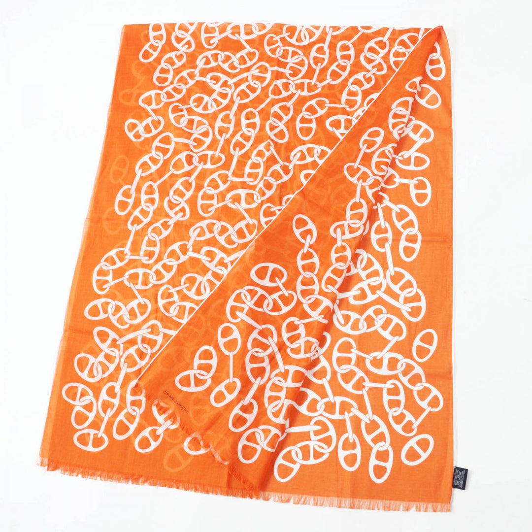 HERMES Stall Main: 100% cotton Orange Boite Naoussa Megaro mens Used Authentic