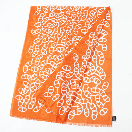 HERMES Stall Main: 100% cotton Orange Boite Naoussa Megaro mens Used Authentic