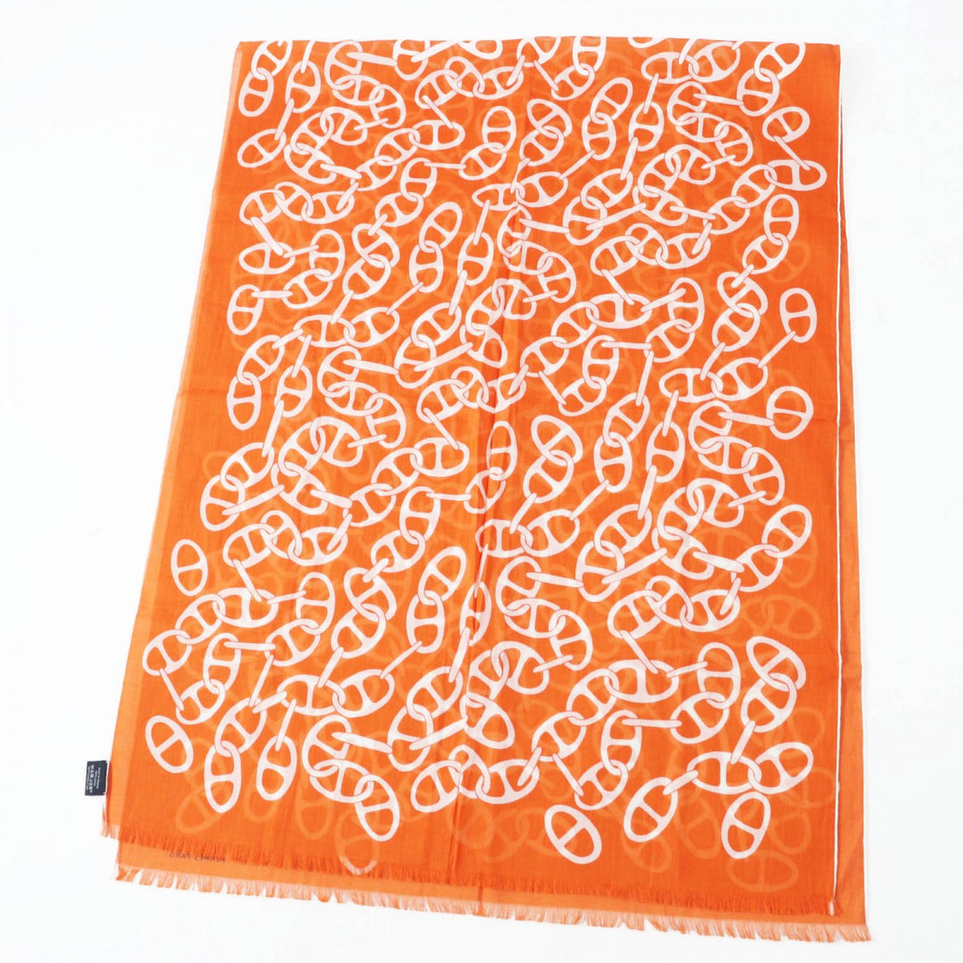 HERMES Stall Main: 100% cotton Orange Boite Naoussa Megaro mens Used Authentic